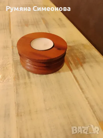 Дървен свещник, снимка 3 - Декорация за дома - 47993799