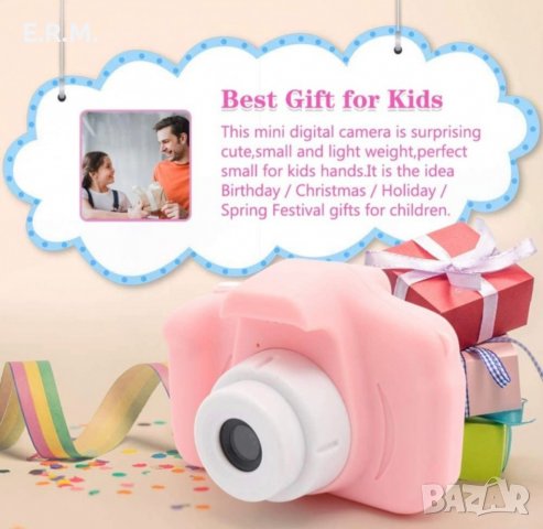 Дигитален детски фотоапарат мини фото камера за снимки и видео в Син и розов цвят, снимка 3 - Фотоапарати - 39579552