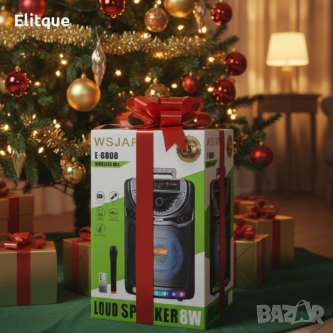 Bluetooth караоке колона с безжичен микрофон – 8,5″ говорител, LED светлини