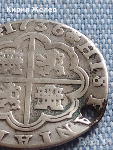 Сребърна монета 2 реала 1736г. Филип пети Севиля Испания 13647, снимка 5 - Нумизматика и бонистика - 42891010
