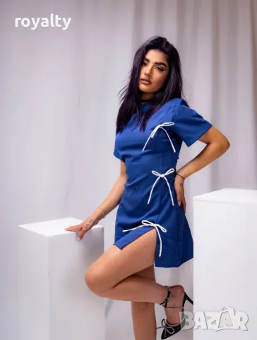 Елегантна дамска синя рокля , снимка 3 - Рокли - 50374823
