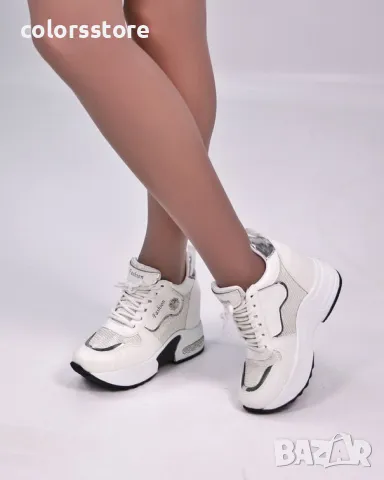 Кецове на платформа - бяла кожа - PA900, снимка 2 - Кецове - 49900475