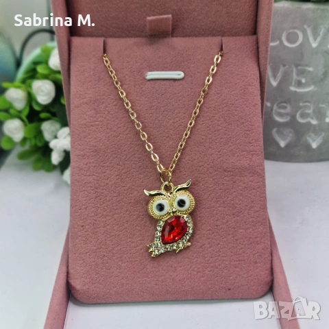 Crystal Owl Necklace Pink 🦉 | дамско колие с бухал, снимка 5 - Колиета, медальони, синджири - 53324685