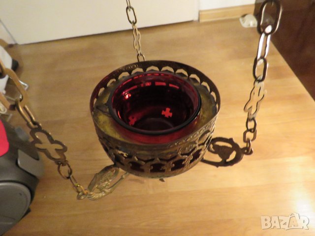 Голямо висящо бронзово кандило за пред икона  вис 40 см.  - бронз за църква за параклис, снимка 5 - Декорация за дома - 28146123