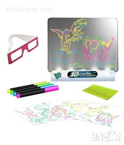 Магическа, светеща 3D дъска за рисуване с цветни маркери, снимка 1 - Декорация за дома - 44738559