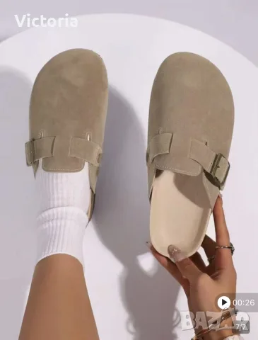 Дамски/Унисекс велурени чехли сабо (стил Birkenstock), Размер 39