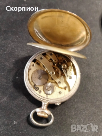 Швейцарски СРЕБЪРЕН джобен часовник 1901г. с позлата - 6 РУБИНА - ПРОМОЦИЯ, снимка 5 - Джобни - 48366603