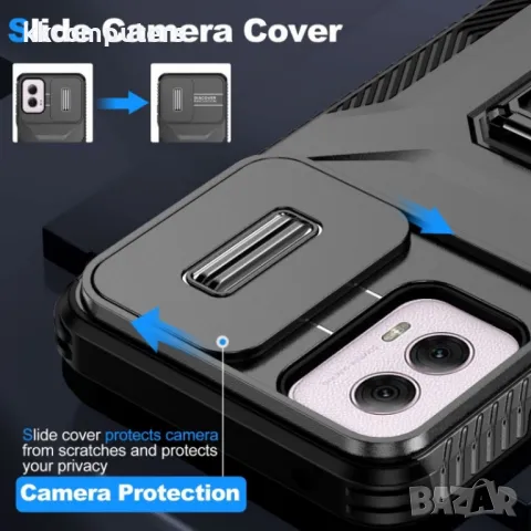 Motorola Moto G Power (2024) Удароустойчив Ring Holder/ Sliding Camshield Holder Калъф и Протектор, снимка 12 - Калъфи, кейсове - 49989053