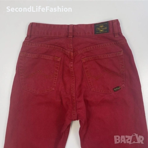 Винтидж дамски червени дънки United Colors of Benetton размер 40 S, снимка 3 - Дънки - 53270787