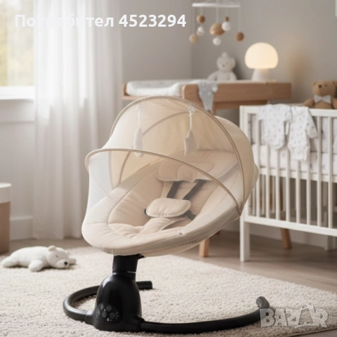Интелигентен бебешки шезлонг с Bluetooth, дистанционно управление и автоматично люлеене, снимка 3 - Детски люлки - 52564477