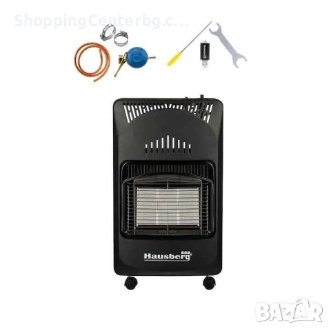 Комбинирана газова печка , пиезо-електрическо запалване, 4.2kW, черен, часовник с цилиндър,