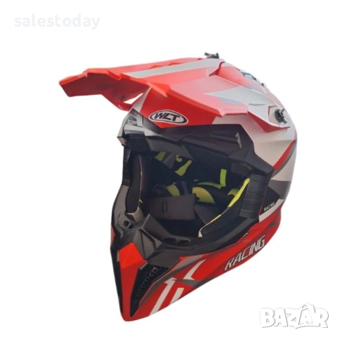 Кросова Каска за Мотокрос и Ендуро, Cross Helmet, Red/ White, снимка 3 - Аксесоари и консумативи - 53910053