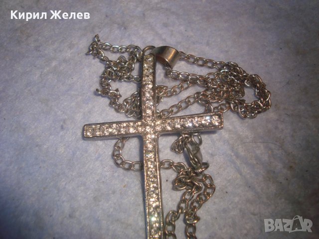 КРАСИВ ФЕШЪН АРТ СРЕБРИСТ МЕДАЛЬОН - КРЪСТ с КРИСТАЛИ и ВЕРИЖКА 27902, снимка 8 - Колиета, медальони, синджири - 37115076