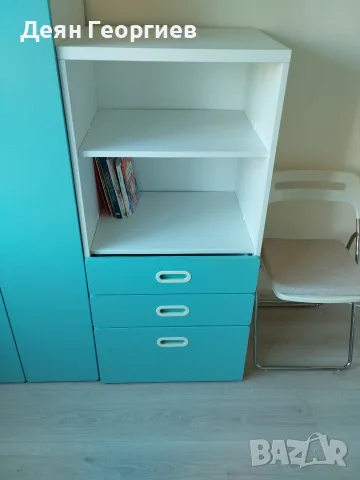 Продавам детско шкафче IKEA STUVA / SMÅSTAD с чела на чекмеджетата модел FRITIDS в тюркоазено синьо
