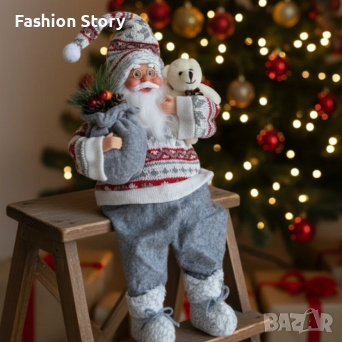 Голям Дядо Коледа с торба и мече - Атмосфера, уют и празничен стил, снимка 2 - Декорация за дома - 52577794