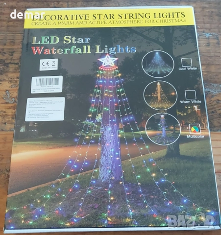 shsyue Коледна украса за елха Водопадни светлини, 3,5 метра, 350 светодиода, 8 режима, топло бяло, снимка 9 - Декорация за дома - 52107045