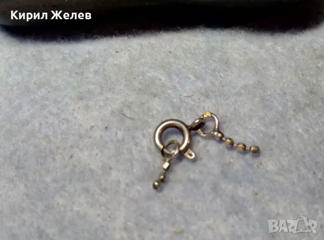 СТАРА СРЕБЪРНА ЗАКОПЧАЛКА СРЕБРО 925 с БЯЛА ПОЗЛАТА КАРАБИНКА За ЛАНЧЕ ГРИВНА КОЛИЕ ВЕРИЖКА 49895, снимка 5 - Други - 49525283