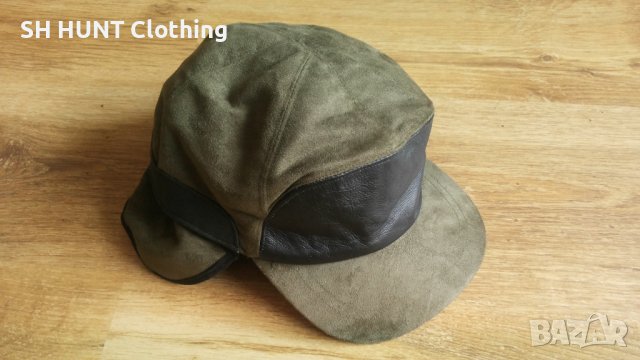 COW LEATHER WATERPROOF HAT - водонепромокаема шапка с козирка и ушанки естествена кожа - 572