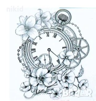 Ръчен часовник с цветя силиконов гумен печат украса бисквитки фондан Scrapbooking, снимка 1 - Други - 29960349