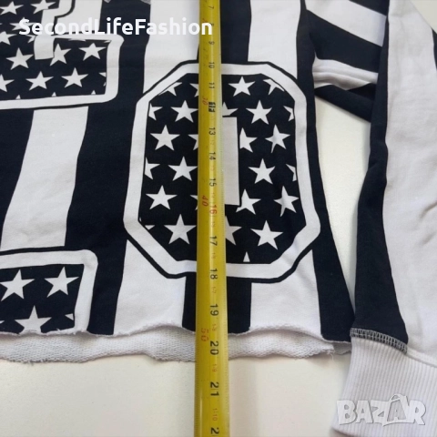 Дамски черно-бял пуловер с лого Love Moschino размер S, снимка 5 - Блузи с дълъг ръкав и пуловери - 52516555