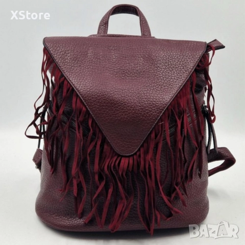 Дамска раница от еко к. с ресни – бохо стил, удобство и обем (36×30×16 см), снимка 6 - Чанти - 52571934