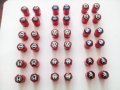 Шестограмни метални червени капачки за вентили винтили с емблеми на кола автомобил мотор джип, снимка 1 - Аксесоари и консумативи - 29435168