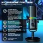 Динамичен микрофон Aokeo AK-10 USB/XLR с рамо и RGB подсветка, бял, снимка 4