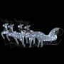 vidaXL Коледна украса елен и шейна, 100 LED, за открито, бяло（SKU:3100429, снимка 1 - Други - 44580200