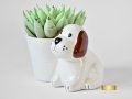 Керамична кашпа с куче / Подарък за любителка на кучета / Кашпа за цветя с форма на куче, снимка 1
