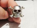 стар мъжки сребърен пръстен, рокерски пръстен солиден с череп сребро, снимка 3