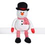 Коледна плюшена играчка Снежен човек с дълги раирани крака, 65 см