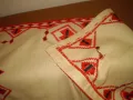 Винтидж ръчно бродирано памучно каре покривка червена бродерия, снимка 6