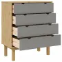 vidaXL Шкаф с чекмеджета OTTA кафяво и сиво 76,5x39,5x90 см бор масив, снимка 5