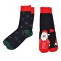 2 чифта Мъжки Коледни чорапи с Дядо Коледа, Черни, 41-46н