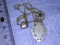 СТАРО ПОСРЕБРЕНО АР НУВО МЕДАЛЬОНЧЕ със СЪРЧИЦЕ и ВЕРИЖКА 37710, снимка 2