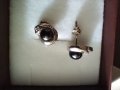 Сребърни обеци с черни перли , снимка 1 - Обеци - 42374215