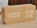 Бамбуков LED часовник с аларма, влажност и температура, снимка 7