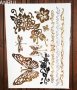 Пеперуда и цветя златисти временна татуировка татос татус  Tattoo, снимка 1 - Други - 30195115