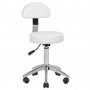 Козметичен/фризьорски стол - табуретка с облегалка AM-304 - 50/64 см - бяла/черна