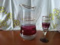 Ретро стъклени чаши и кана, снимка 1 - Антикварни и старинни предмети - 42238559