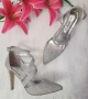 Празнични дамски сребристи обувки на ток номер 39 🤍, снимка 3