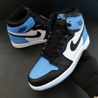 Nike Air Jordan 1 High UNC Blue Toe Нови Оригинални Мъжки Обувки Кецове Маратонки Размер 43 Номер, снимка 13 - Кецове - 40513476