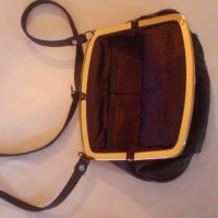 Антична кожена чанта Метална закопчалка и единична  дръжка Английска тъмно кафяв цвят  , снимка 6 - Чанти - 37367177