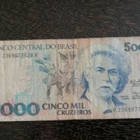 Банкнота - Бразилия - 5000 крузейро | 1990г., снимка 1 - Нумизматика и бонистика - 30632763