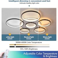 LED лед полилей модерна креативна лампа 7-пръстена с дистанционно, снимка 2 - Лампи за таван - 44463846