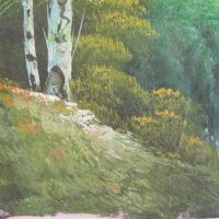 Стара Картина Пейзаж масло върху платно 60х50см., снимка 4 - Картини - 31781439