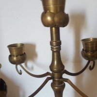 Голям бронзов 5-ен свещник, снимка 2 - Антикварни и старинни предмети - 35178402
