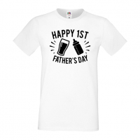 Мъжка тениска Happy 1st Father's Day Баща, Дядо,Празник,Татко,Изненада,Повод,Рожден ден, Имен Ден,, снимка 5 - Тениски - 36504376