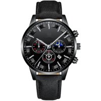 Мъжки елегантен водоустойчив часовник BASID / Цвят – черен със сребристи елементи, снимка 3 - Мъжки - 42764357