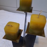 Метален свещник с три свещи, снимка 3 - Декорация за дома - 31553085